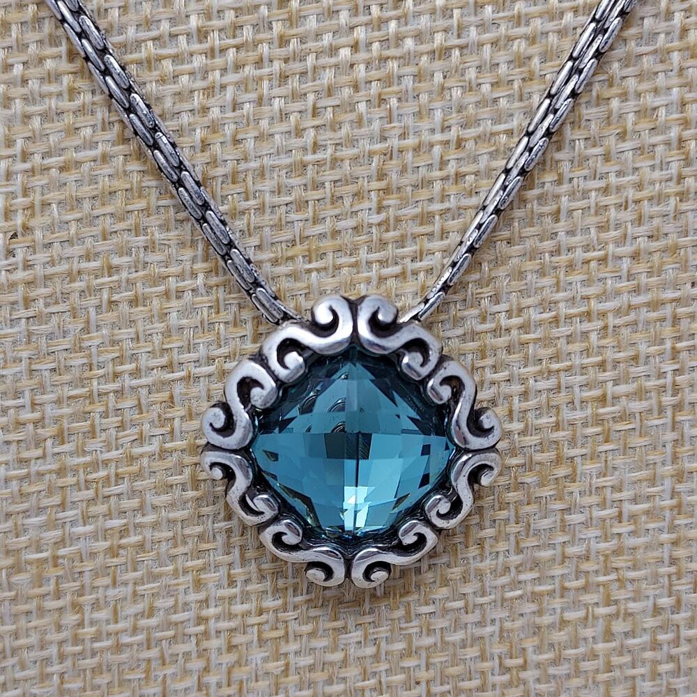 Vintage Brighton Swarovski Necklace Blue Danube Faceted Square Cut Crystal Ret.